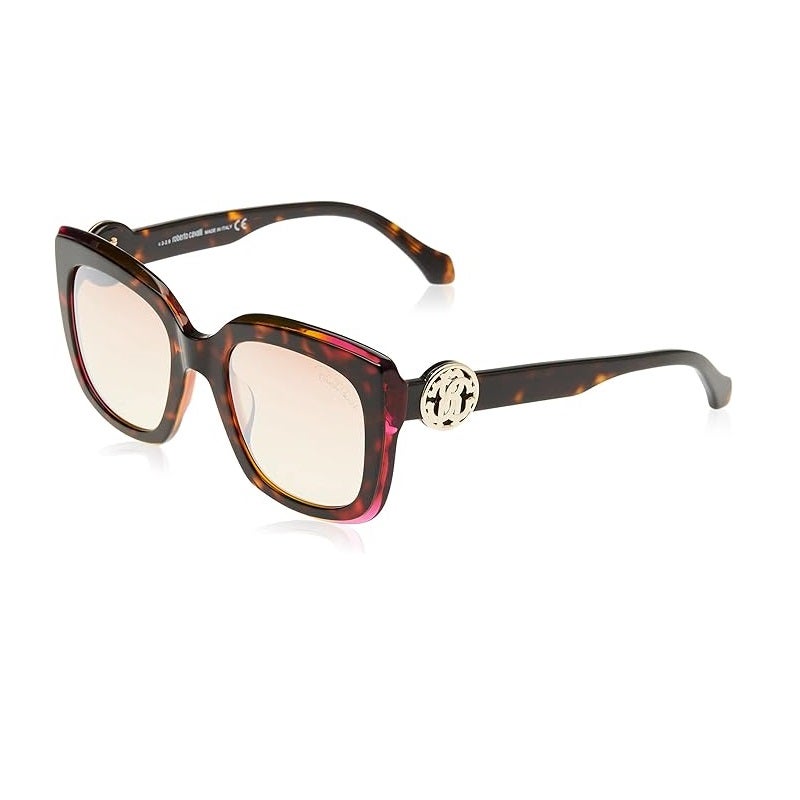 Roberto Cavalli RC1069 56U Bold Designer Sunglasses forWomen – Lightweight Glamour with Beige/Light Lenses - Iconic Square Dark Havana Frame, UV400 Protection - Image 1